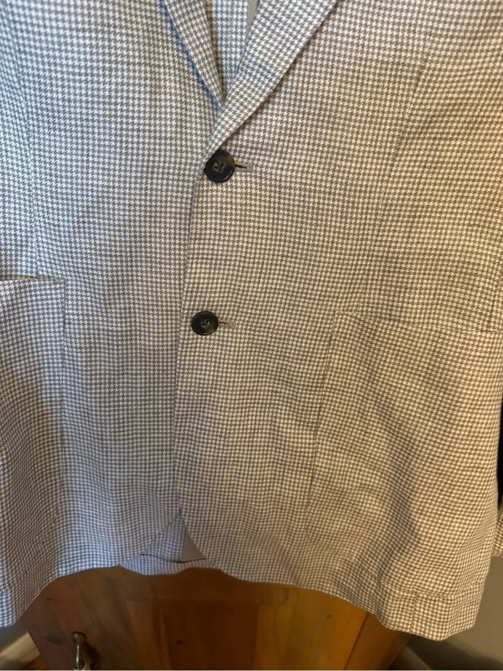 Banana Republic 100% Linen Houndstooth Blazer Sport Coat Jacket 38 S